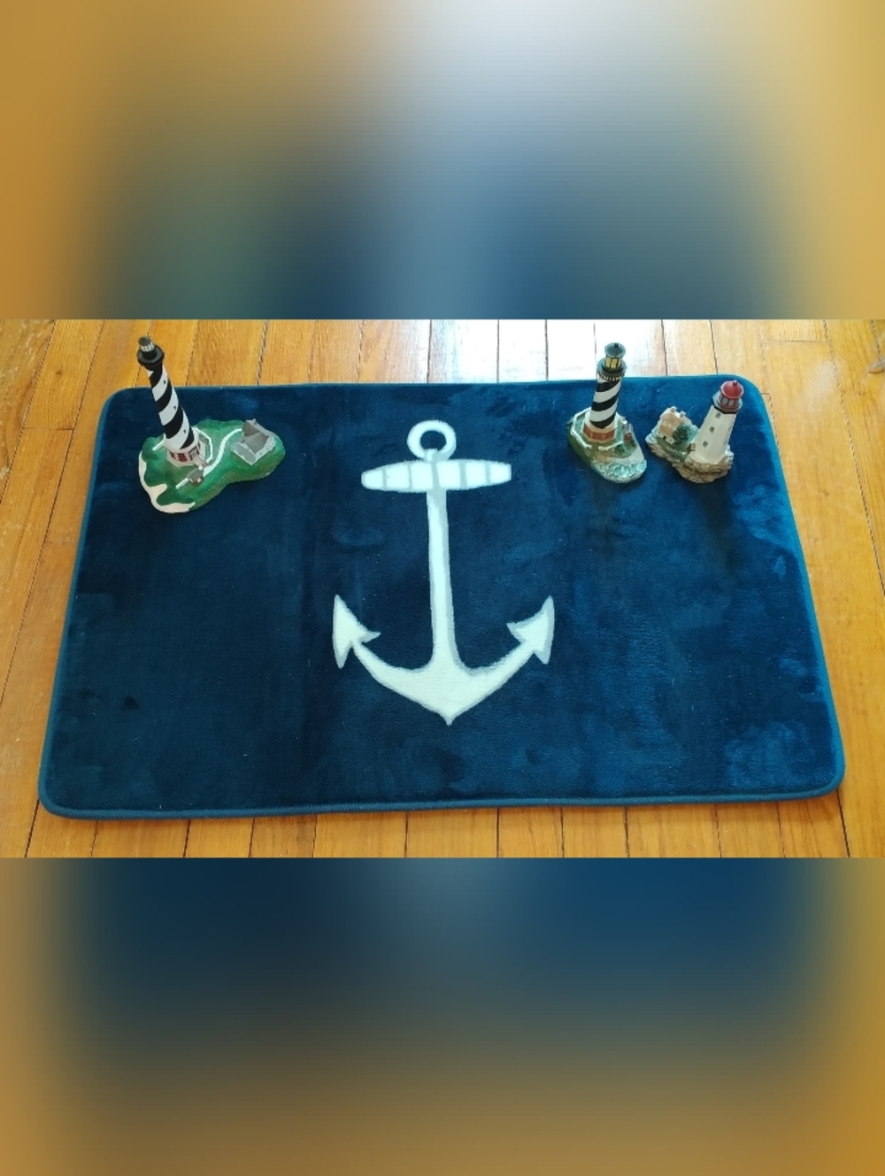 Nautical Bath Mat and Lighthouses
